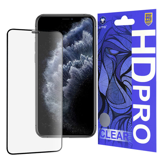 Lito HD Pro Clear képernyővédő fólia Apple iPhone 11 Pro Max / XS Max készülékhez, Edzett üveg, Teljes ragasztó, Fekete