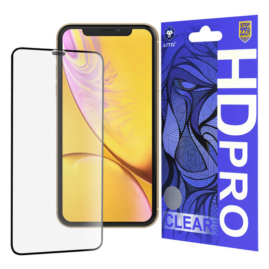 Lito HD Pro Clear képernyővédő fólia Apple iPhone 11 / XR-hez, edzett üveg, teljes ragasztó, fekete