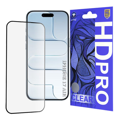 Védőfólia Lito HD Pro Clear Apple iPhone 17 Air készülékhez, Edzett Üveg, Teljes Ragasztás, Fekete
