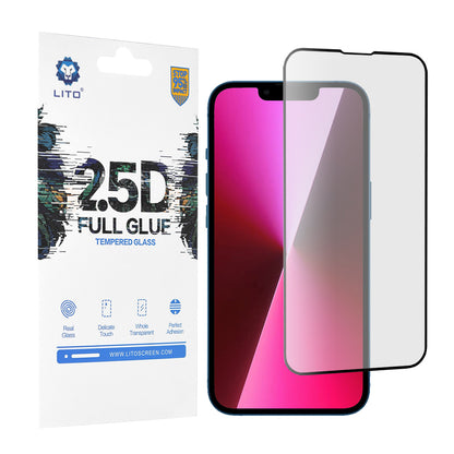 Lito képernyővédő fólia Apple iPhone 14 / 13 Pro / 13 készülékekhez, edzett üveg, teljes ragasztó, 2.5D, fekete