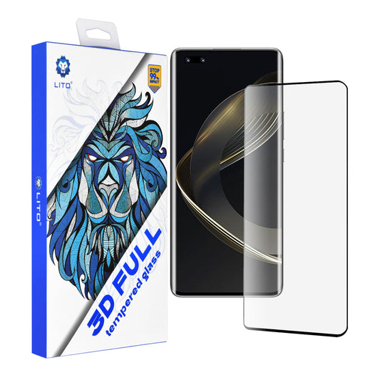 Lito képernyővédő fólia Huawei nova 11 Pro-hoz, edzett üveg, teljes ragasztó, 3D, fekete