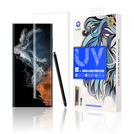 Lito képernyővédő fólia Samsung Galaxy S22 Ultra 5G S908 készülékhez, edzett üveg, UV ragasztó, 3D