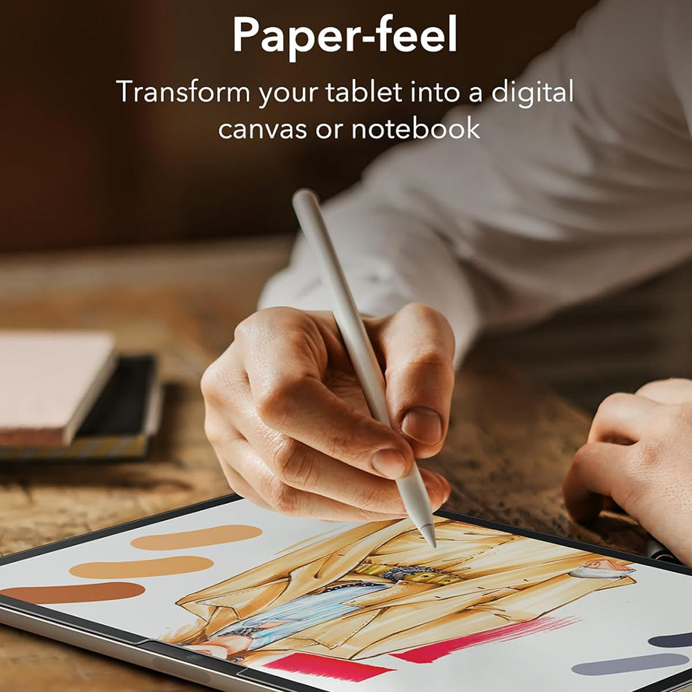 Matt ESR Paper Feel képernyővédő fólia Apple iPad Air 13 (2025) / Air 13 (2024) készülékekhez, Műanyag, Teljes ragasztás, 2 darabos készlet