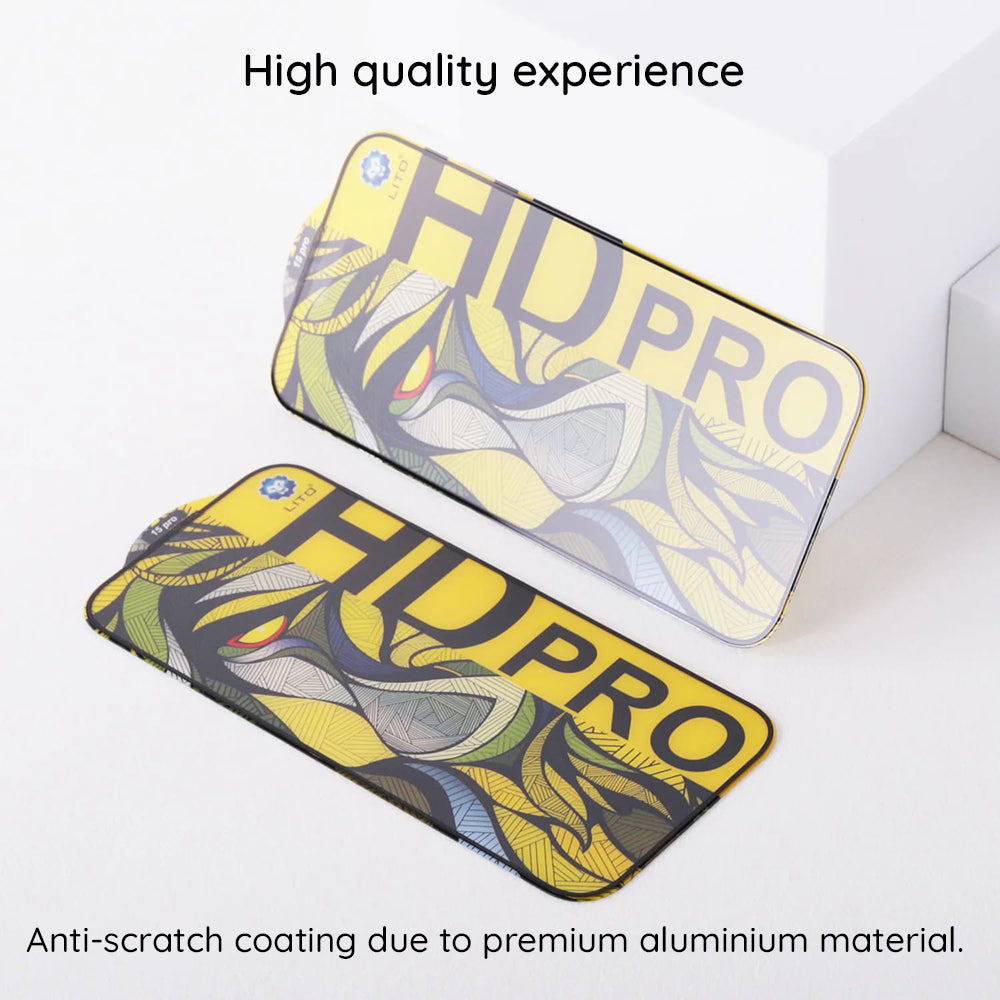 Lito HD Pro matt képernyővédő fólia Apple iPhone 16 Plus-hoz, edzett üveg, teljes ragasztó, fekete