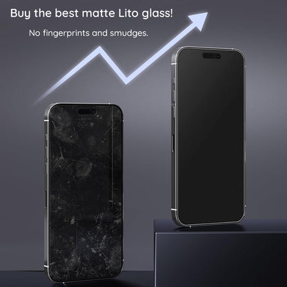 Lito HD Pro matt képernyővédő fólia Apple iPhone 16 Plus-hoz, edzett üveg, teljes ragasztó, fekete