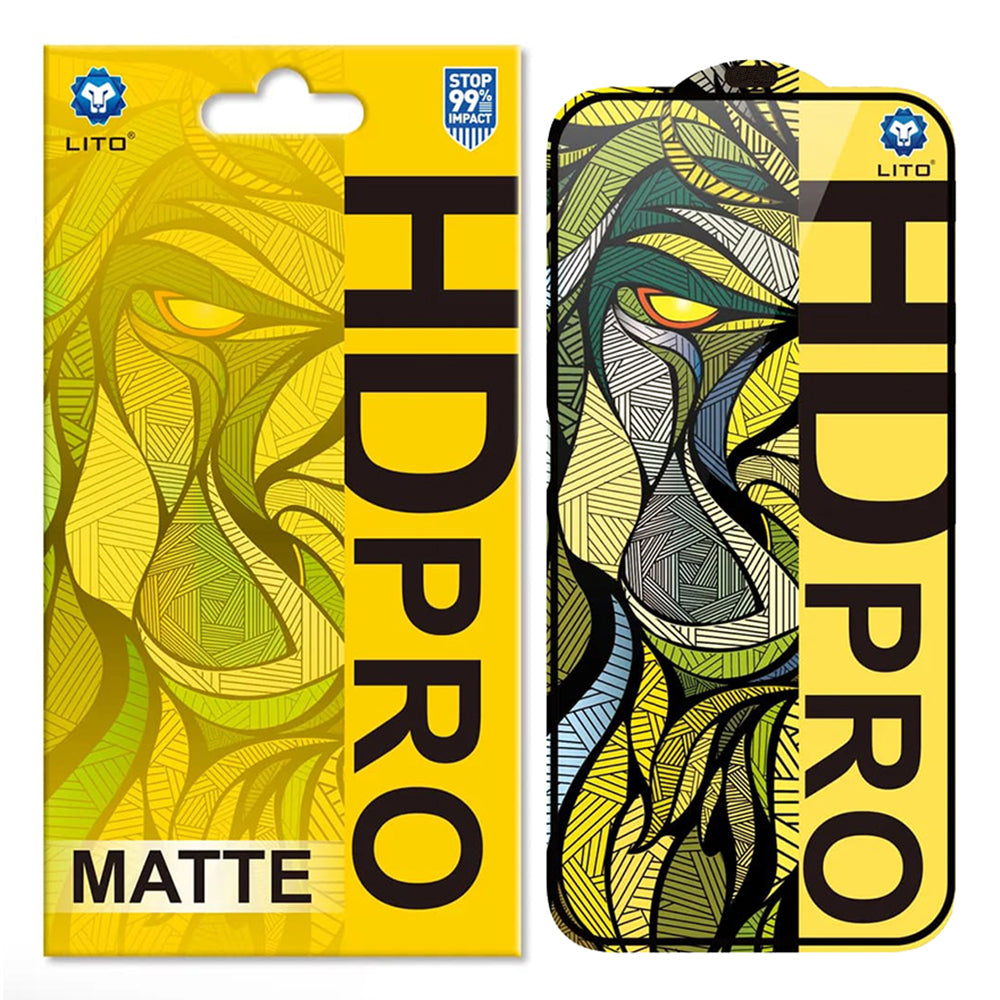 Lito HD Pro matt képernyővédő fólia Apple iPhone 16 Plus-hoz, edzett üveg, teljes ragasztó, fekete