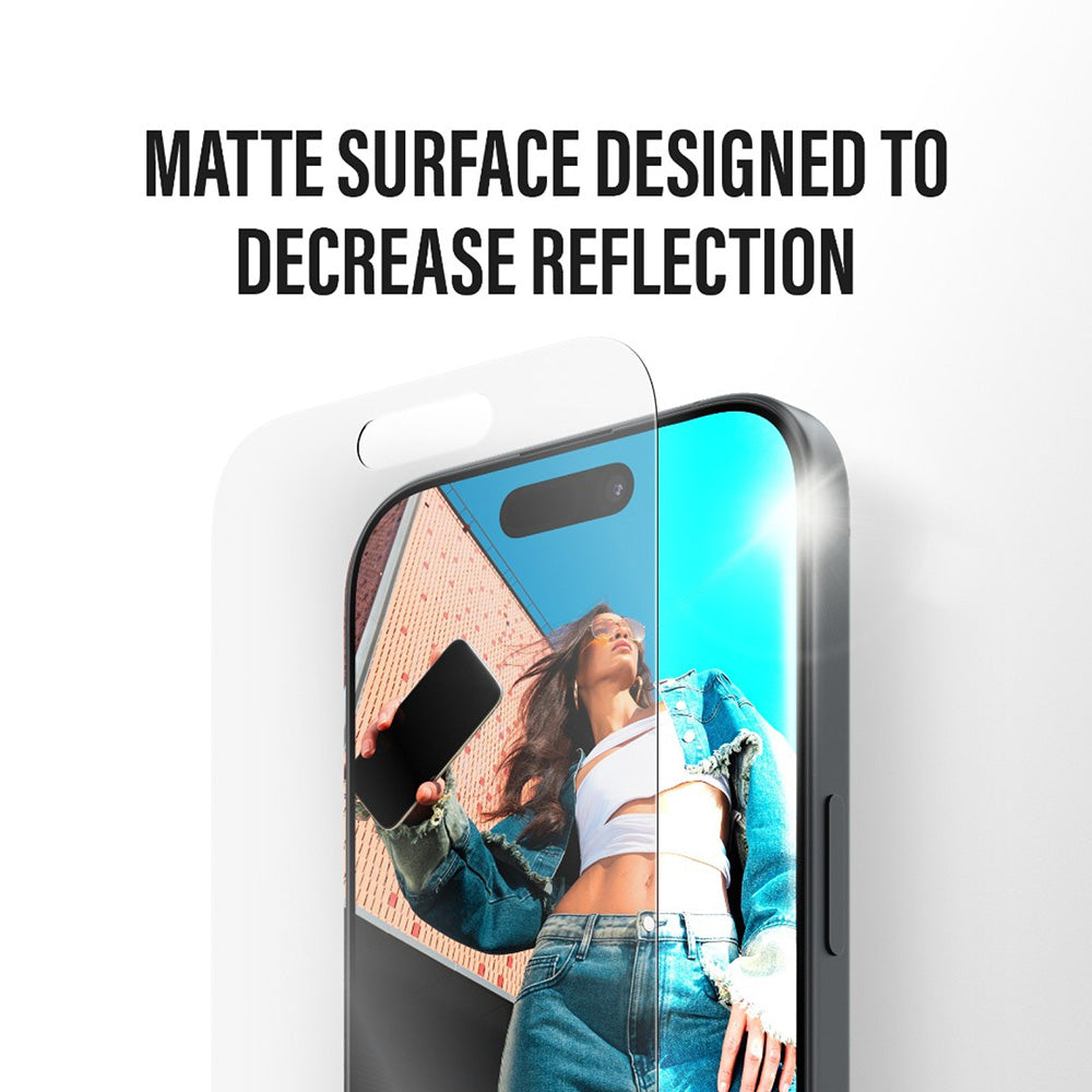 Matt PanzerGlass Armor EasyAligner védőfólia Apple iPhone 17 / 16 Pro készülékhez, Edzett üveg, Teljes ragasztás