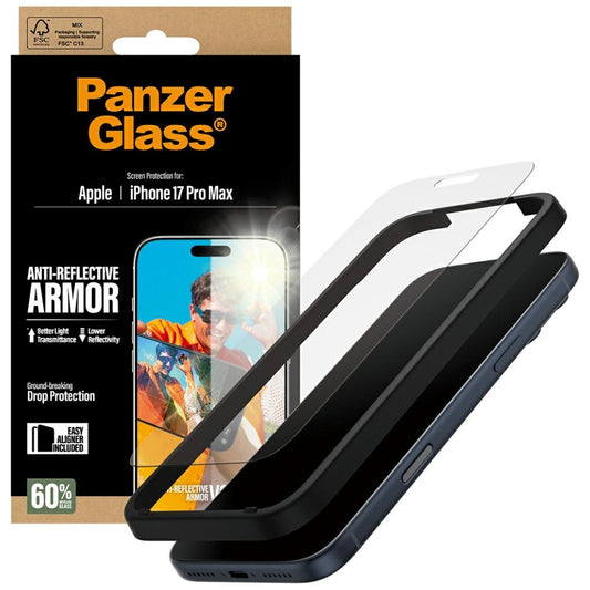 Matt PanzerGlass Armor EasyAligner képernyővédő fólia Apple iPhone 17 Pro Max készülékhez, Edzett üveg, Teljes ragasztás