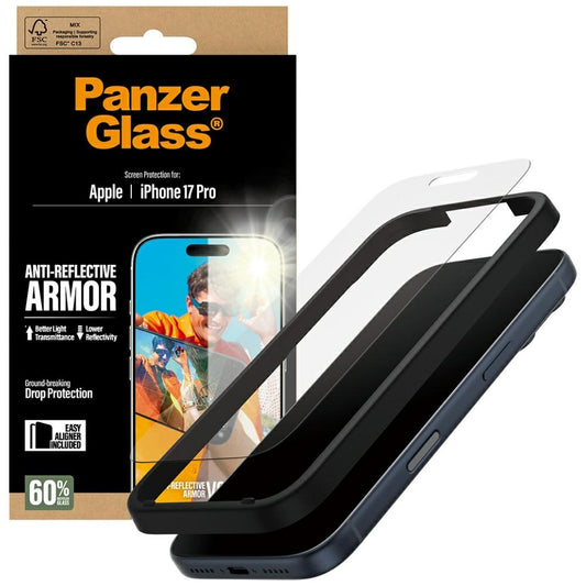 Matt PanzerGlass Armor EasyAligner képernyővédő fólia Apple iPhone 17 Pro-hoz, Edzett üveg, Teljes ragasztás