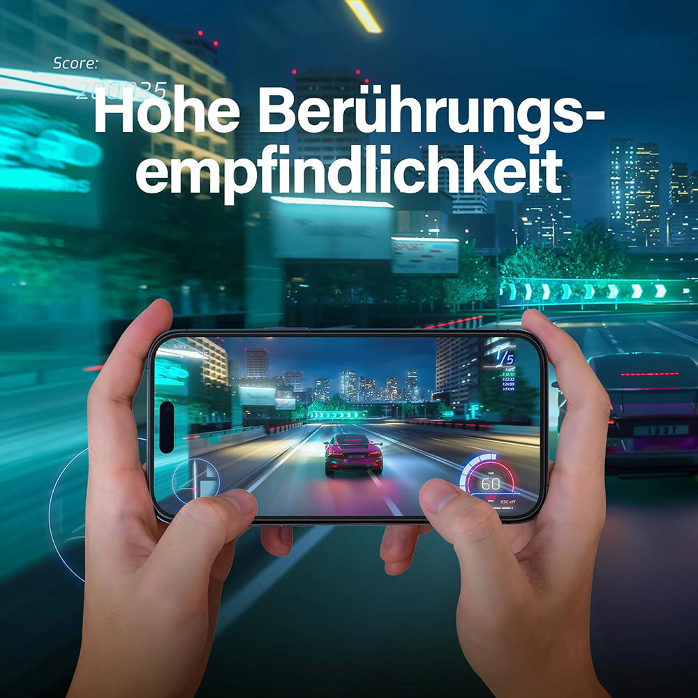 Matt PanzerGlass Ultra-Wide Fit Gaming védőfólia Apple iPhone 16 Pro Max készülékhez, Edzett üveg, Teljes ragasztás, Fekete