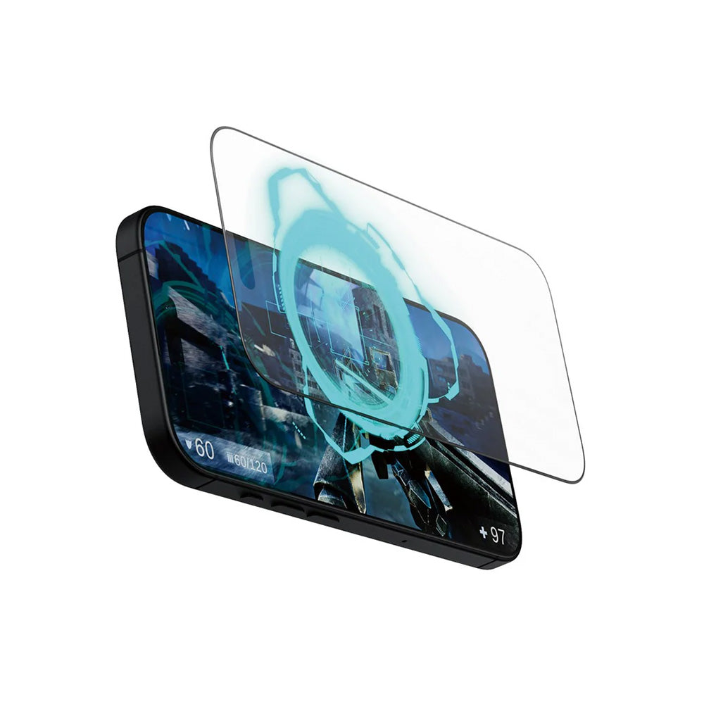 Matt PanzerGlass Ultra-Wide Fit Gaming védőfólia Apple iPhone 16 Pro-hoz, Edzett üveg, Teljes ragasztás, Fekete