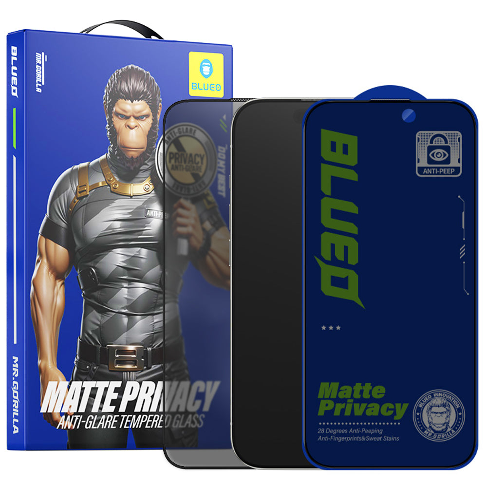 Blueo Matt Privacy Anti-Peep képernyővédő fólia Apple iPhone 15 Pro-hoz, edzett üveg, teljes ragasztóval
