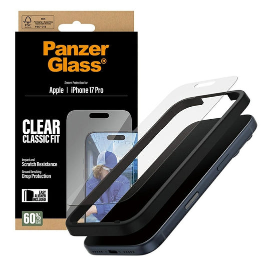PanzerGlass Classic Fit EasyAligner védőfólia Apple iPhone 17 Pro-hoz, Edzett üveg, Teljes ragasztás