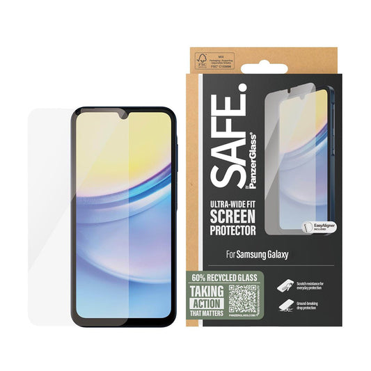 PanzerGlass Safe képernyővédő fólia. Ultra-Wide Fit a Samsung Galaxy A16 5G A166 / A16 4G A165 készülékekhez, Edzett üveg, Teljes ragasztás