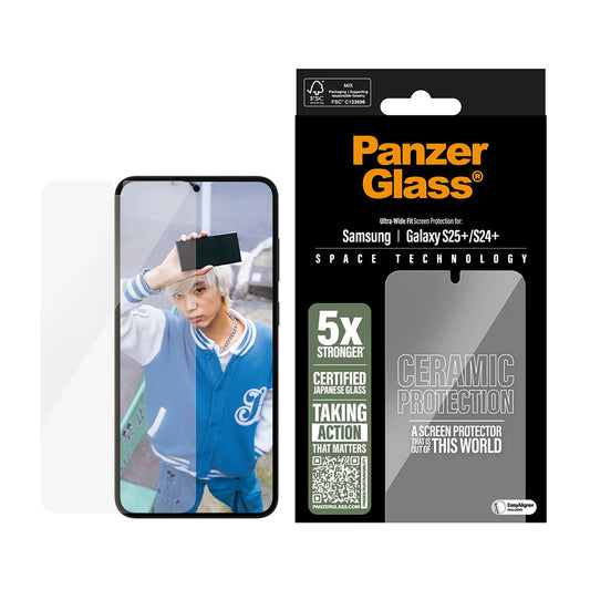 PanzerGlass Ultra-Wide Ceramic EasyAligner védőfólia Samsung Galaxy S25+ S936 / S24+ S926 készülékekhez, Edzett üveg, Teljes ragasztás
