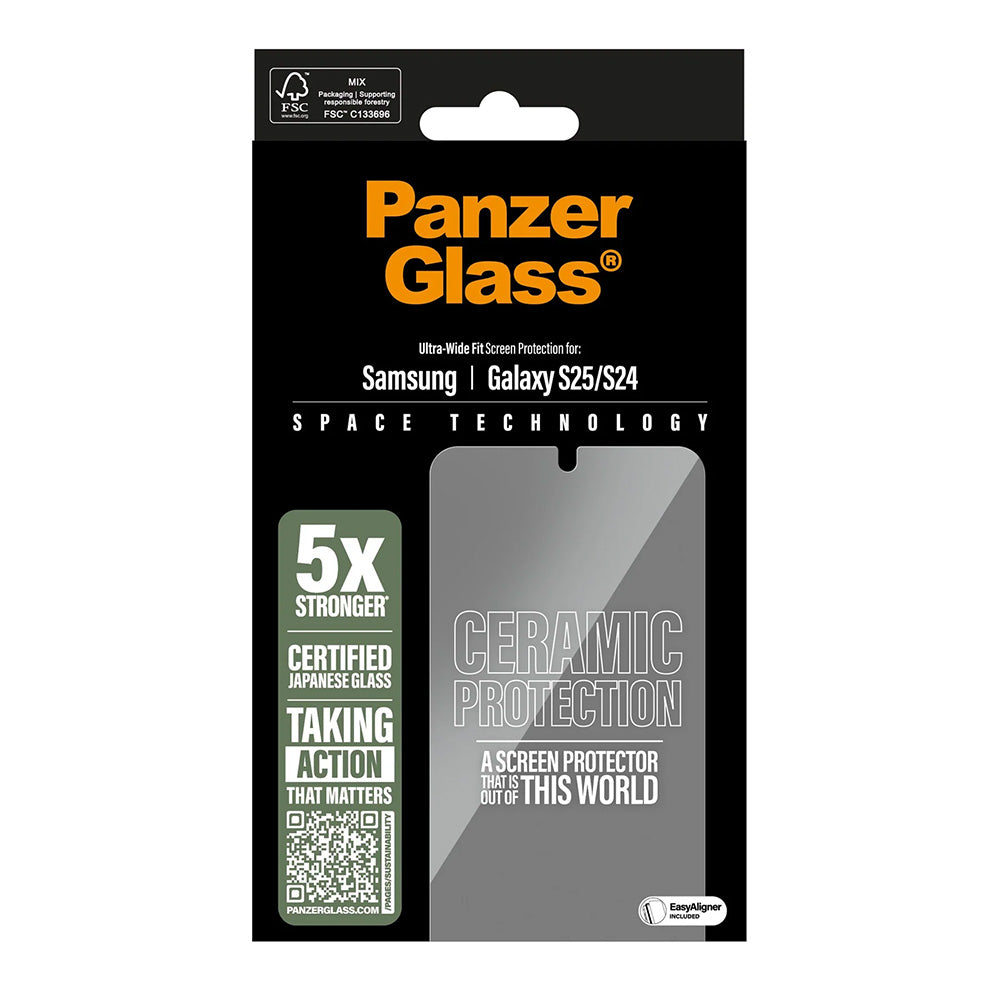 PanzerGlass Ultra-Wide Ceramic EasyAligner védőfólia Samsung Galaxy S25 S931 / S24 S921 készülékekhez, Edzett üveg, Teljes ragasztás