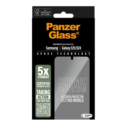 PanzerGlass Ultra-Wide Ceramic EasyAligner védőfólia Samsung Galaxy S25 S931 / S24 S921 készülékekhez, Edzett üveg, Teljes ragasztás