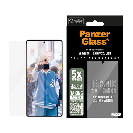 PanzerGlass Ultra-Wide Ceramic EasyAligner védőfólia Samsung Galaxy S25 Ultra S938 készülékhez, Edzett üveg, Teljes ragasztás