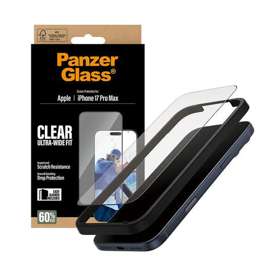 PanzerGlass Ultra-Wide Fit EasyAligner védőfólia Apple iPhone 17 Pro Max készülékhez, Edzett üveg, Teljes ragasztás, Fekete
