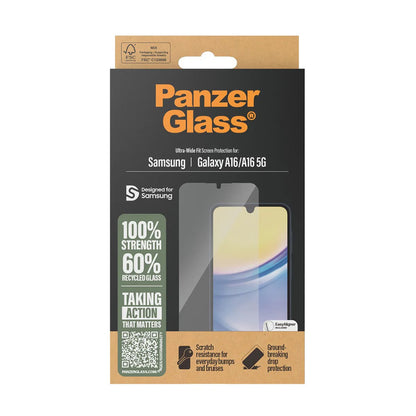 PanzerGlass Ultra-Wide Fit EasyAligner védőfólia Samsung Galaxy A16 5G A166 / A16 4G A165 készülékhez, Edzett üveg, Teljes ragasztás