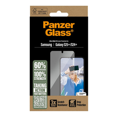 PanzerGlass Ultra-Wide Fit védőfólia Samsung Galaxy S25+ S936 / S24+ S926 készülékekhez, Edzett üveg, Teljes ragasztás