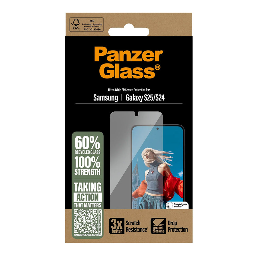 PanzerGlass Ultra-Wide Fit védőfólia Samsung Galaxy S25 S931 / S24 S921 készülékekhez, Edzett üveg, Teljes ragasztás