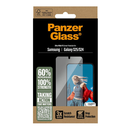 PanzerGlass Ultra-Wide Fit védőfólia Samsung Galaxy S25 S931 / S24 S921 készülékekhez, Edzett üveg, Teljes ragasztás