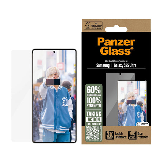 PanzerGlass Ultra-Wide Fit védőfólia Samsung Galaxy S25 Ultra S938 készülékhez, Edzett üveg, Teljes ragasztás