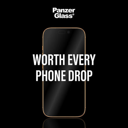 PanzerGlass Ultra-Wide Fit Stealth Fastfit védőfólia Apple iPhone 17 / 16 Pro készülékhez, Edzett üveg, Teljes ragasztás, Fekete