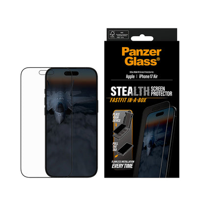PanzerGlass Ultra-Wide Fit Stealth Fastfit védőfólia Apple iPhone 17 Air készülékhez, Edzett üveg, Teljes ragasztás, Fekete