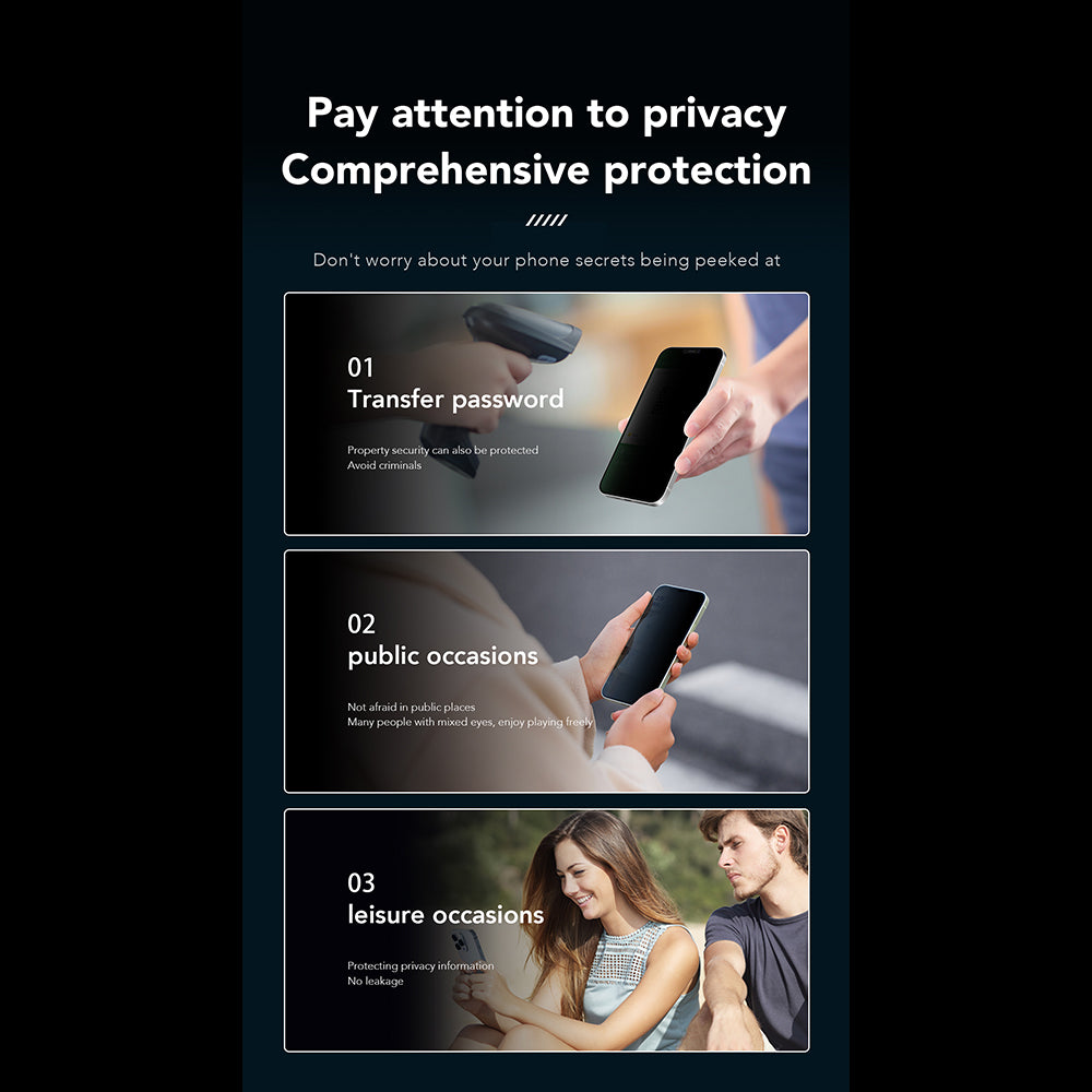 Anank 1X megerősített 360 fokos Privacy képernyővédő fólia Apple iPhone 15-höz, biztonsági üveg, teljes ragasztó, 2.5D