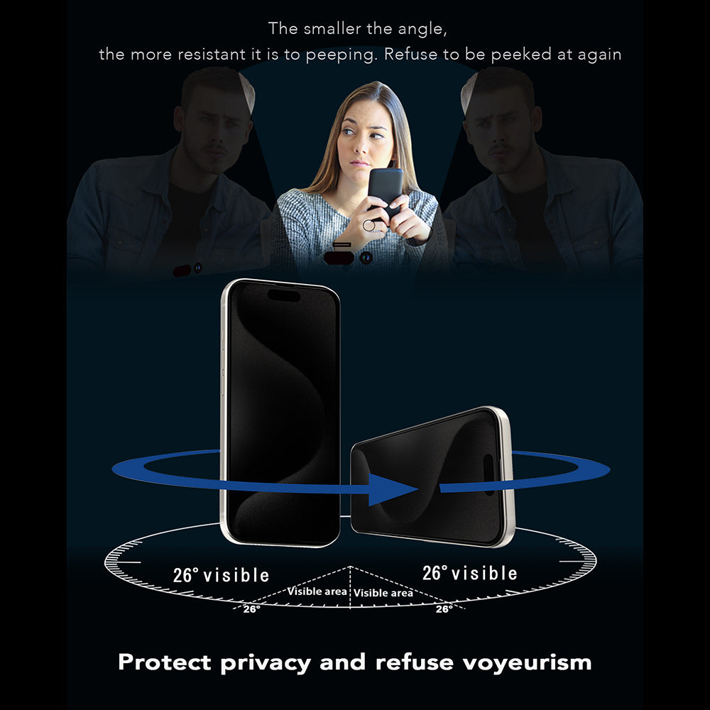 Anank 1X megerősített 360 fokos Privacy képernyővédő fólia Apple iPhone 16 Pro Max készülékhez, biztonsági üveg, teljes ragasztó, 2.5D