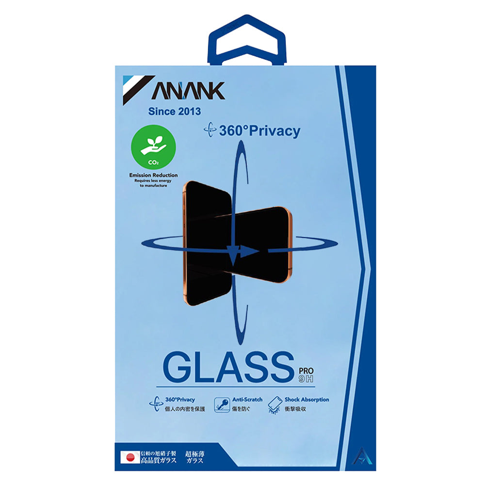 Anank 1X megerősített 360 fokos Privacy képernyővédő fólia Apple iPhone 16 Pro Max készülékhez, biztonsági üveg, teljes ragasztó, 2.5D