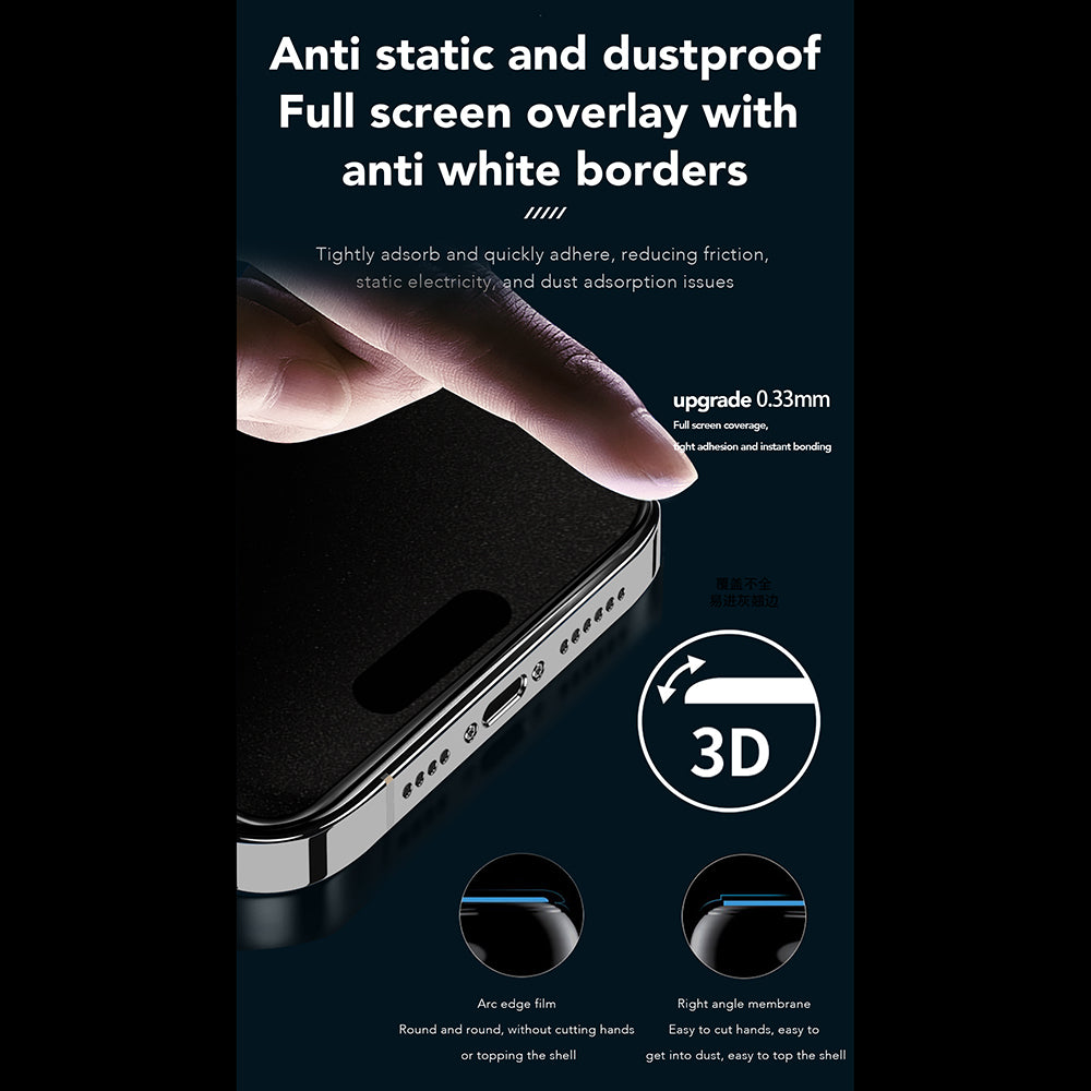 Anank 1X megerősített 360 fokos Privacy képernyővédő fólia Apple iPhone 16-hoz, biztonsági üveg, teljes ragasztó, 2.5D