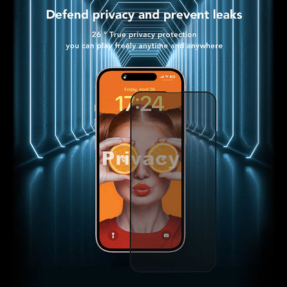 Anank 3X megerősített Privacy képernyővédő fólia Apple iPhone 17e / 16e / 14 / 13 Pro készülékekhez, biztonsági üveg, teljes ragasztó, 2.5D