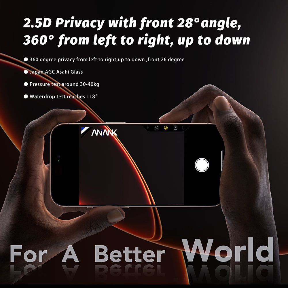 Anank 5X Reinforced 360 Privacy Képernyővédő Fólia Apple iPhone 17 Pro-hoz, Edzett Üveg, Teljes Ragasztás, 2.5D
