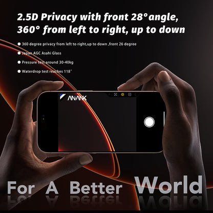 Anank 5X Reinforced 360 Privacy Képernyővédő Fólia Apple iPhone 17 Pro-hoz, Edzett Üveg, Teljes Ragasztás, 2.5D