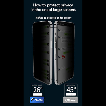 Anank 5X megerősített Privacy képernyővédő fólia alkalmazóval Apple iPhone 17 Pro-hoz, Edzett üveg, Teljes ragasztás, 2.5D