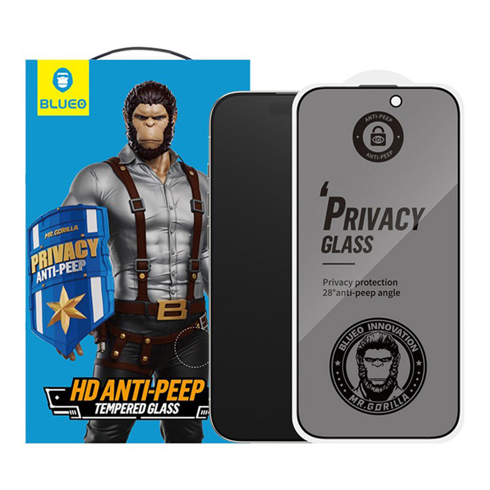 Képernyővédő fólia Privacy Blueo Anti-Peep az Apple iPhone 17 Pro Max / 16 Pro Max készülékekhez, Edzett üveg, Teljes ragasztás, 5 darabos készlet