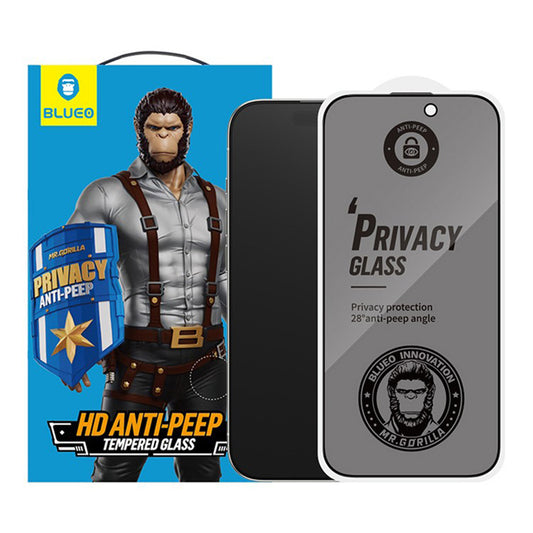 Képernyővédő fólia Privacy Blueo Anti-Peep az Apple iPhone 17 Pro Max / 16 Pro Max készülékekhez, Edzett üveg, Teljes ragasztás, 5 darabos készlet