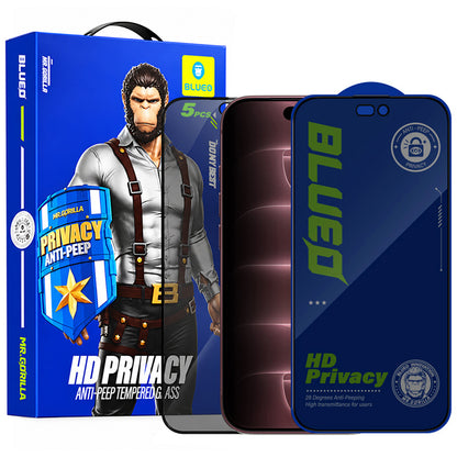 Blueo Anti-Peep adatvédő képernyővédő fólia Apple iPhone 18 Pro Max készülékhez, edzett üveg, teljes felületén ragasztós, 5 darabos készlet