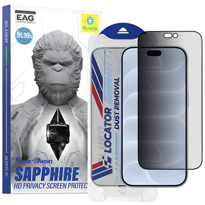 Blueo Premium Sapphire Applicator adatvédő kijelzővédő fólia Apple iPhone 18 Pro készülékhez, edzett üveg, teljes felületén ragasztós