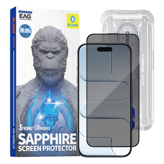 Képernyővédő fólia Privacy Blueo Sapphire Applicator Pro Apple iPhone 17 Air készülékhez, Edzett üveg, Teljes ragasztás