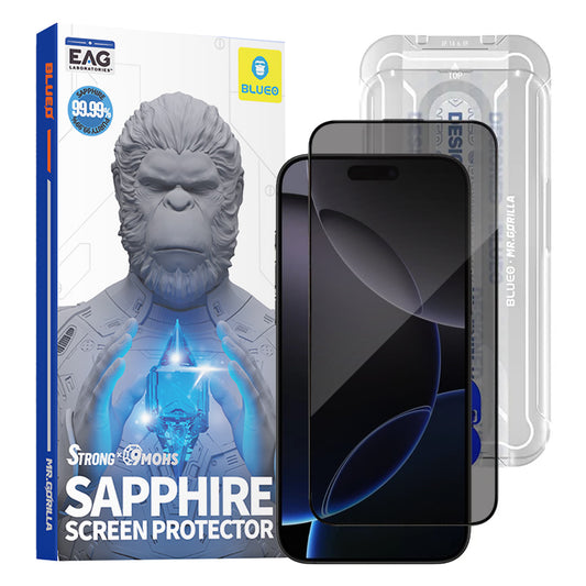 Privacy Blueo Sapphire Applicator Pro védőfólia Apple iPhone 17 Pro Max / 16 Pro Max készülékekhez, Edzett üveg, Teljes ragasztás