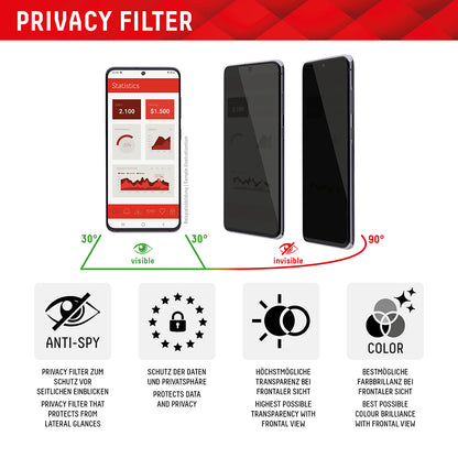 Displex Real Glass Privacy képernyővédő fólia Apple iPhone 16 Plus-hoz, biztonságos üveg, teljes ragasztóval