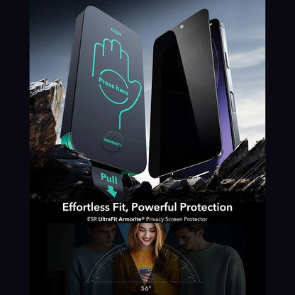 Privacy ESR Armorite UltraFit képernyővédő fólia Apple iPhone 17 Pro Max készülékhez, Edzett üveg, Teljes ragasztás, 3 darabos készlet