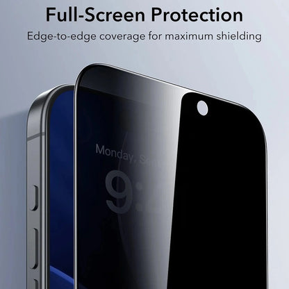 ESR UltraFit Classic Privacy képernyővédő fólia Apple iPhone 18 Pro-hoz, edzett üveg, teljes ragasztó, 3 darabos készlet