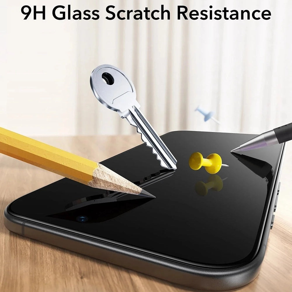ESR UltraFit Classic Privacy képernyővédő fólia Apple iPhone 18 Pro-hoz, edzett üveg, teljes ragasztó, 3 darabos készlet