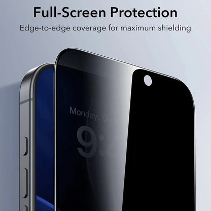 Védőfólia Ecran Privacy ESR UltraFit Apple iPhone 17 / 16 Pro-hoz, Edzett Üveg, Teljes Ragasztás, 3 darabos készlet