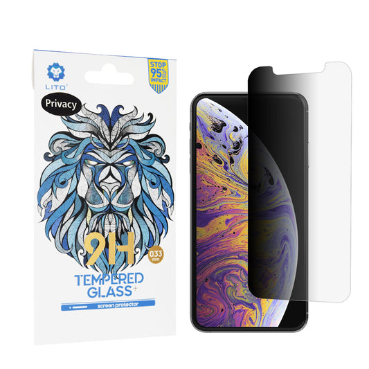 Lito Classic Privacy képernyővédő fólia Apple iPhone 11 Pro Max / XS Max készülékhez, edzett üveg, teljes ragasztó, 2.5D